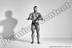 Underwear Man White Moving poses Muscular Short Brown Dynamic poses Academic